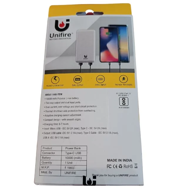 Unifire 10000 mAh Two Way Dual Fast Charging Power Bank | 6 Months Replacement Warranty - Image 5
